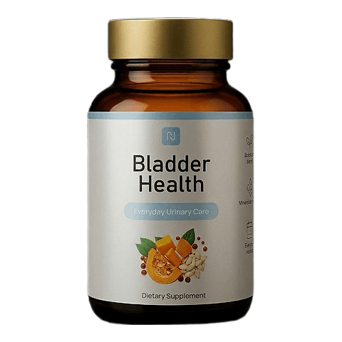 Balení Bladder Health – jantarová dóza se zlatým víčkem, kapsle