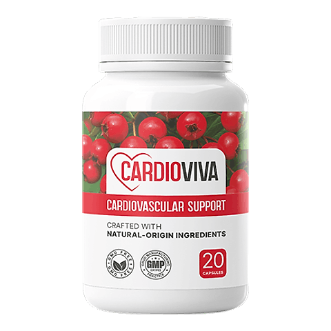 Balení CardioViva – bílá dóza s plody hlohu na etiketě, 20 kapslí