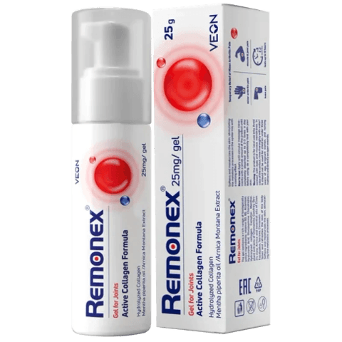 Balení Remonex – bílá lahvička s dávkovačem a krabička, 25 g