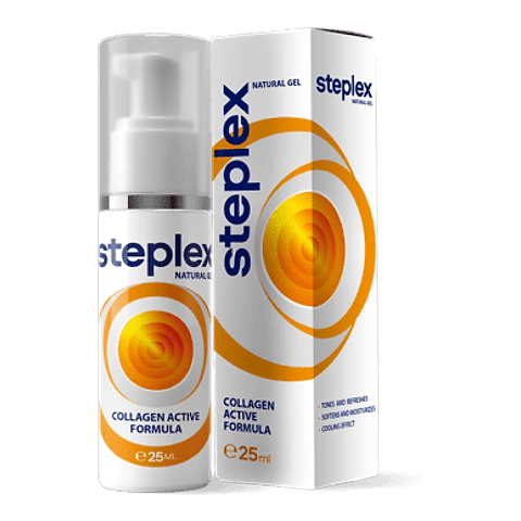 Balení Steplex – bílý dávkovač se zelenou etiketou a krabička, gel